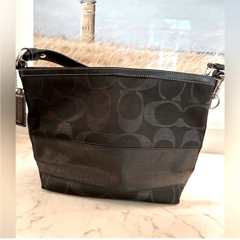 Coach Black Signature Jacquard Shoulder Bag